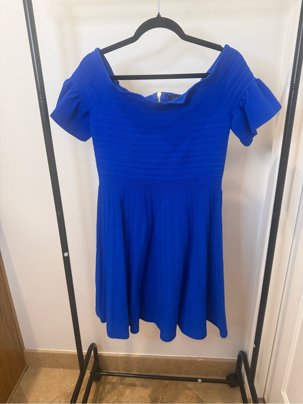 Ted Baker Royal Blue Bardot Frill Skater Dress